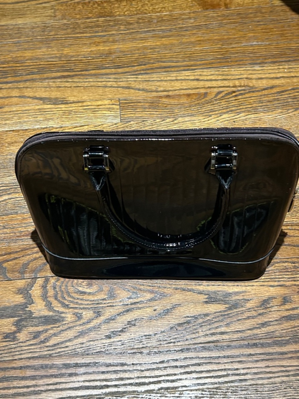 Black Patent Structured Women's Top-Handle Bag - Picture 8 of 13